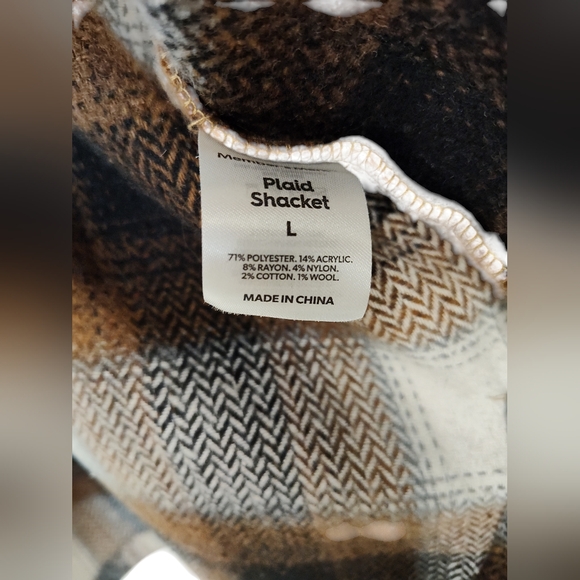 NWOT Shacket Plaid Brown and Black Women's Jacket, L - Picture 3 of 4